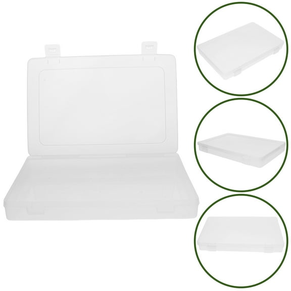 OUNONA 2 Pcs File Storage Box Paper Organizer Bin with Lid Transparent