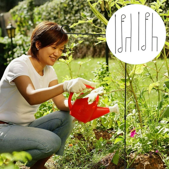 OUNONA 2 Pcs Flag Poles Flagpole Bracket Garden Decoration Pole 88X44.5CM Black