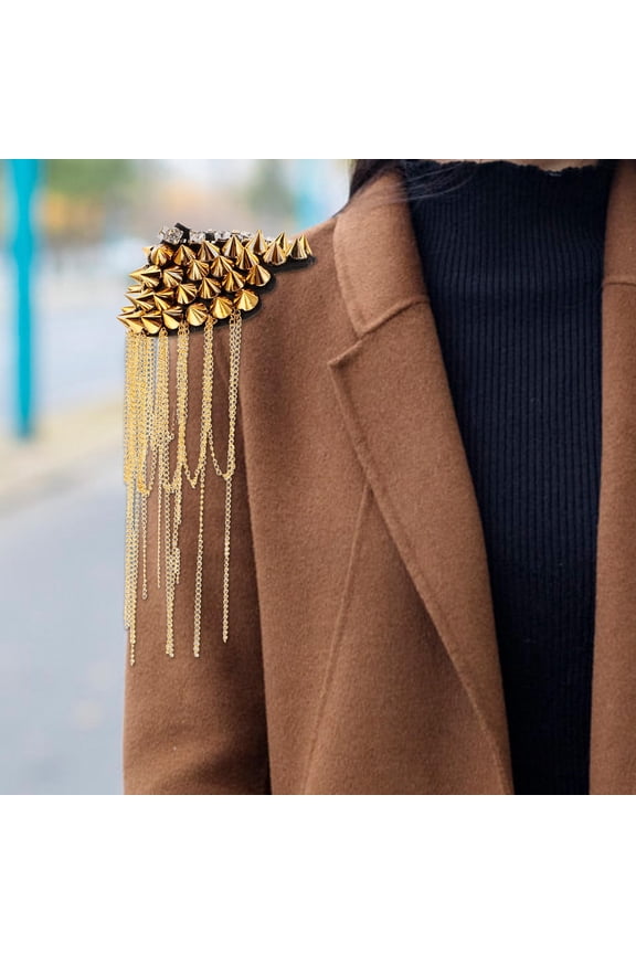 2 Pcs Fringe Costumes Shoulder Badge Men and Women 27.00X10.50X4.00CM Golden