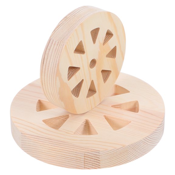 TABLETREANDS Round Wooden Ornaments For Crafts Beige 2Pcs 4x4x0.9in