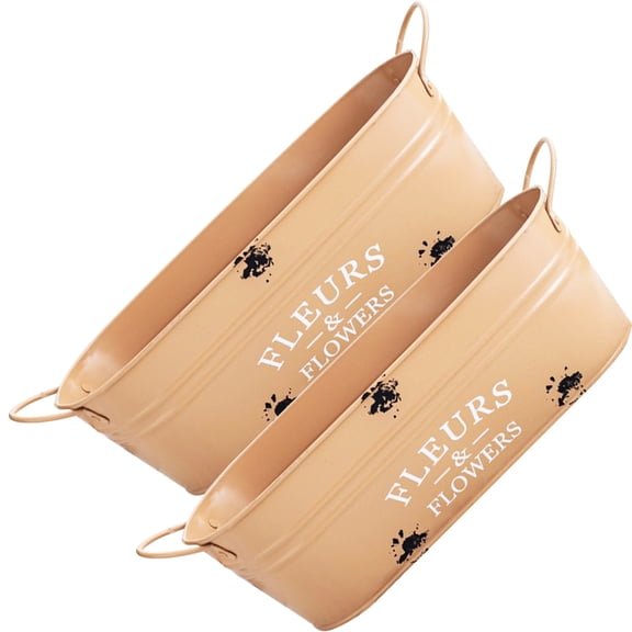 OUNONA  2 Pcs Garden Planters Retro Tin Flower Pot Office