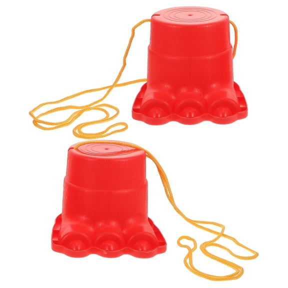 OUNONA 2-Pack Kids Walking Stilts Red Plastic Balance and Coordination Exercise Toy for Children Outdoor Play