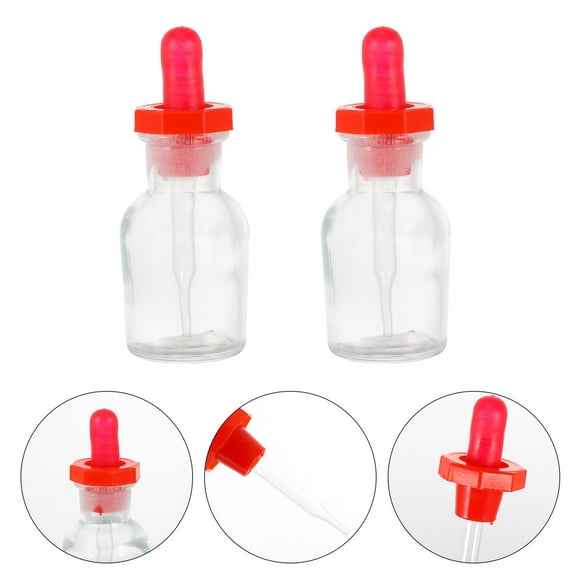 FOLOYORI 2Pcs Glass Dropper Bottle Transparent with Plastic Cap for Essential Oils