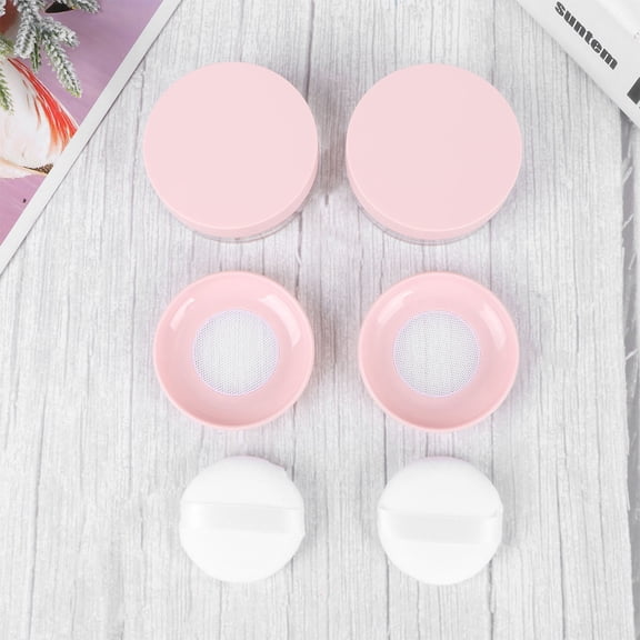 OUNONA  2 Pcs Loose Powder Box Puff Carrying Case Portable Container