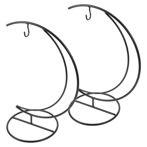 OUNONA 2 Pcs Micro Landscape Hook Display Levitating Half Moon Plant Stand Kit Office Black