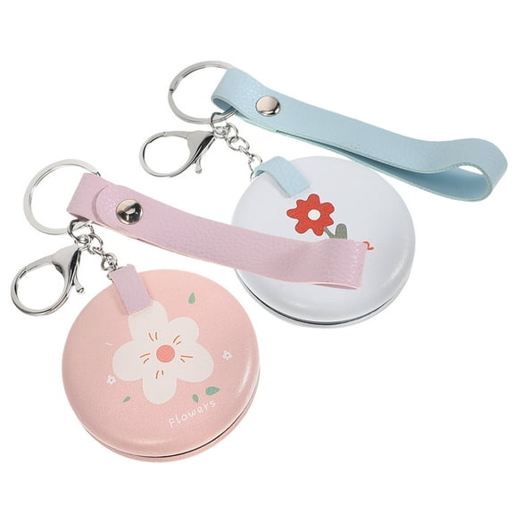 OUNONA  2 Pcs Mini Mirror Pendant Keychain Compact Folding Ring Miss