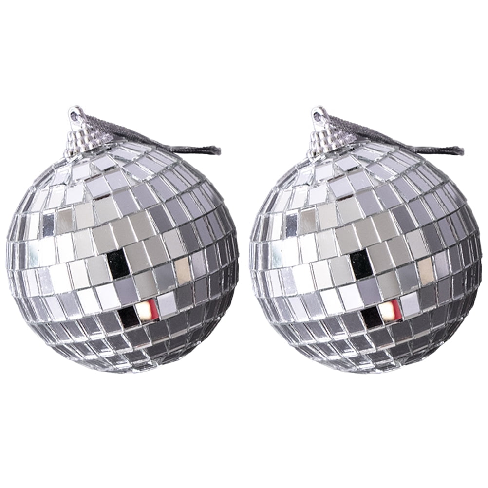 OUNONA  2 Pcs Mirror Balls Background Tool Photography Ornamental Props Party Silver Disco