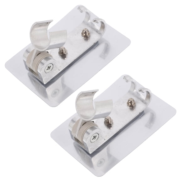OUNONA 2 Pcs No Drill Shower Mounting Brackets Removable Hand Wall Silver