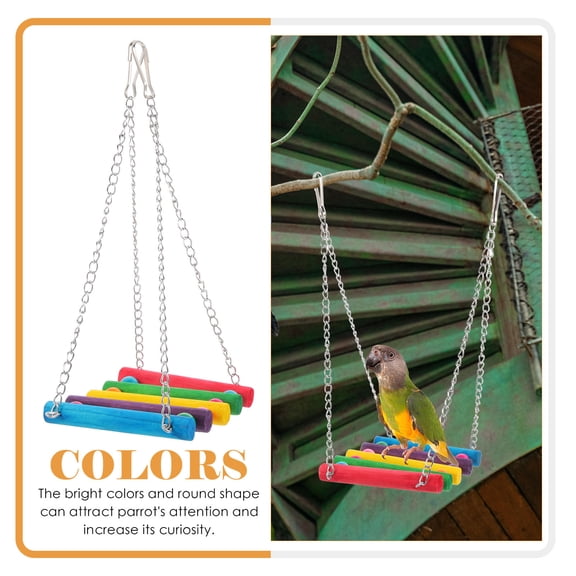 OUNONA  2 Pcs Parakeets Hanging Parrot Wooden Swing Suspension Bridge