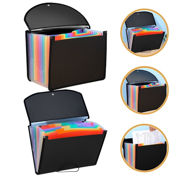 OUNONA 2 Pcs Colorful Plastic File Folders Stackable Folding Document Organizer for Office and School Use