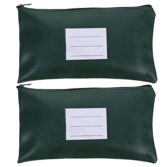 NUOLUX Zipper Pouch File Organizer Pu Multi Use Green 2Pcs