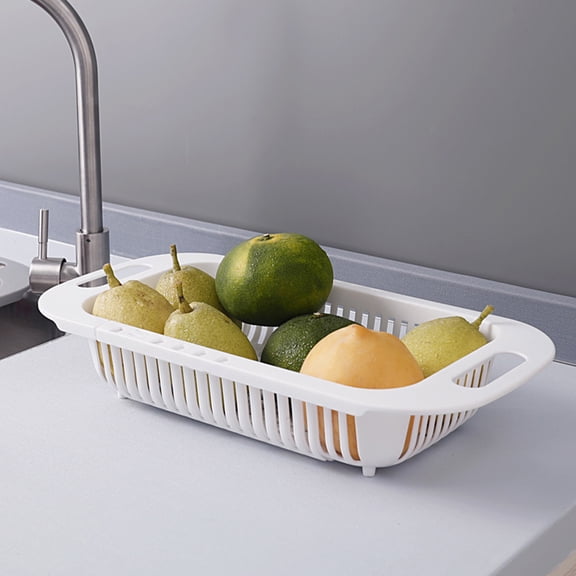 OUNONA 2-Pack Retractable Sink Drain Basket Rack Catcher for Kitchen, White, Space-Saving and