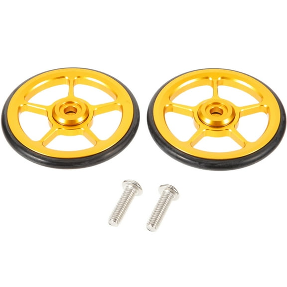 OUNONA  2 Pcs Reusable Folding Bike Wheel Sturdy Part Replaceable Easy Golden