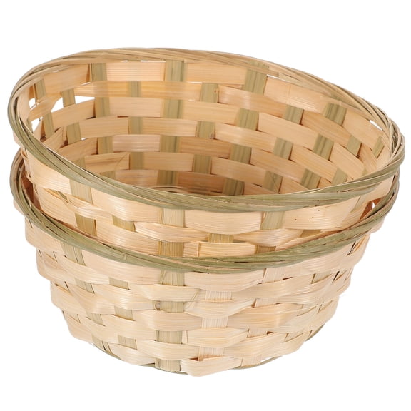NUOLUX 2Pcs Bamboo Baskets Handwoven Multi Color Storage and Easter Egg Holder for Desktop Use