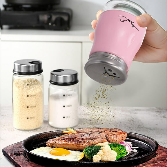 OUNONA 2-Pack Airtight Seasoning Containers with Fine Polishing, Castor Tabletop Shakers for Kitchen Spice Storage