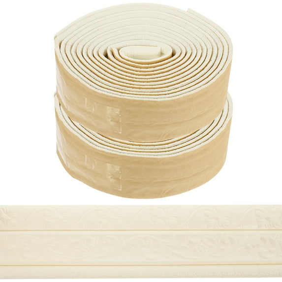 OUNONA 2 Pcs Self Adhesive Wall Molding Trim 230x8x0.5cm White