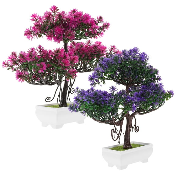 OUNONA 2 Pcs Simulation Welcome Pine Bonsai Tree Indoor Plant Artificial Plants Office