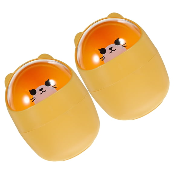 OUNONA  Small Garbage Can, Orange, Lightweight, Easy to Carry 2Pcs