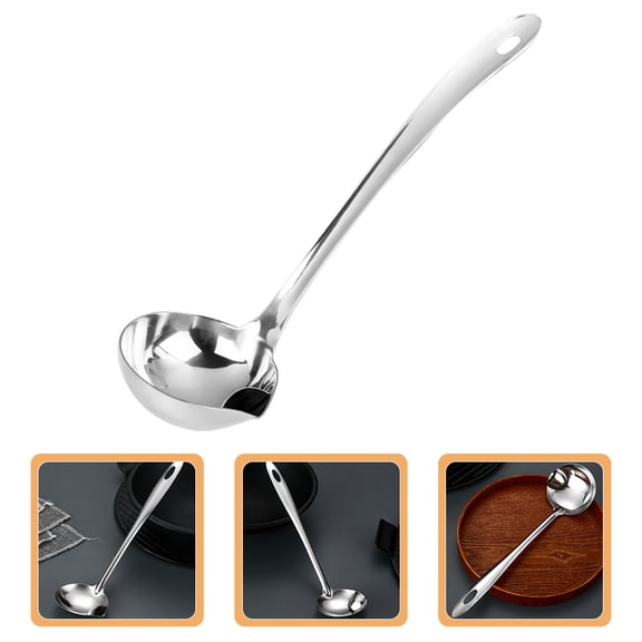 OUNONA 2 Pcs Soup Oil Strainer Soup Spoon 25.50X7.50X3.50CM Silver