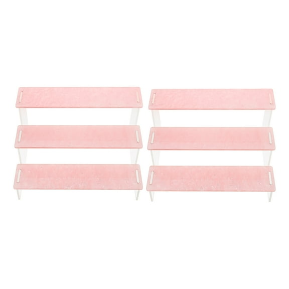 WEAVILUX 2pcs Desk Riser Shelf Acrylic Pink Modern Desktop Accessories Home Decor