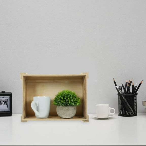 TABLETREANDS Farmhouse Wood Storage Box Beige 2Pcs 11.8X7.9X3.9In