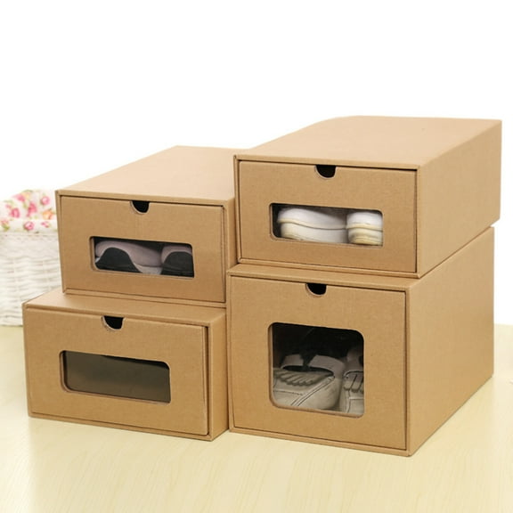 LRXIYODE Shoes Container Shoebox Paper 2Pcs Khaki