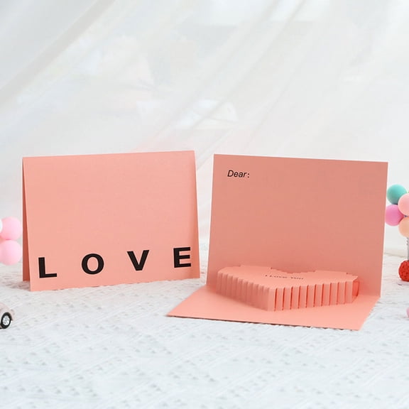 DRAFIDEEP Valentine S Day Postcards Pink Paper Heart Shape For Family Members 2Pcs 7.86X5.89X0.39in