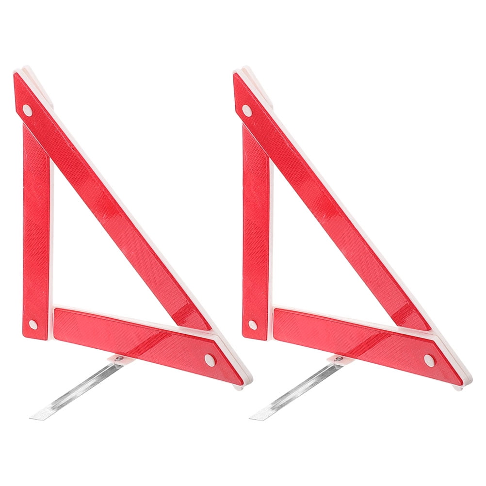 OUNONA High Visibility Emergency Warning Triangle Reflectors for Cars with Foldable Design Durable Plastic Red 2pcs
