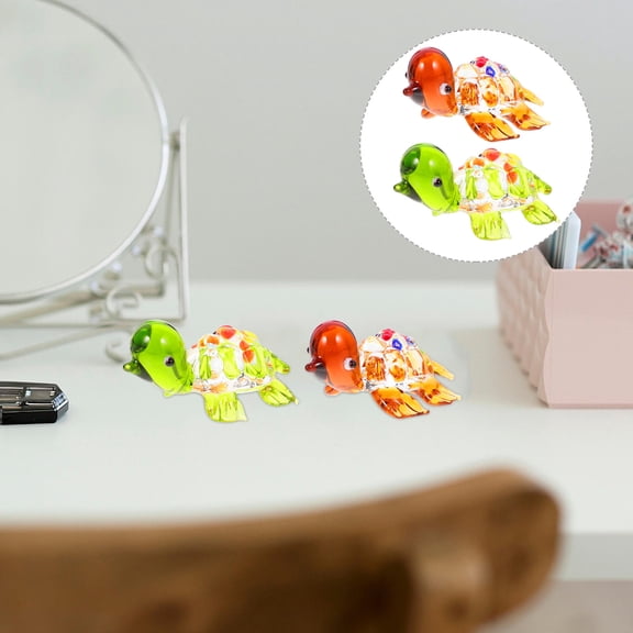 OUNONA 2 Pcs Turtle Craft Simulation Small Tabletop Ornament Decor Tortoise