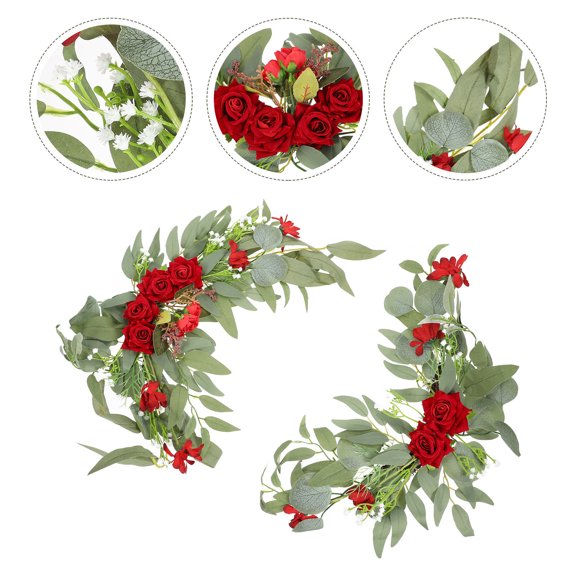 OUNONA 2 Pcs Wedding Hanging Red Rose Decor Convenient Storage Decoration