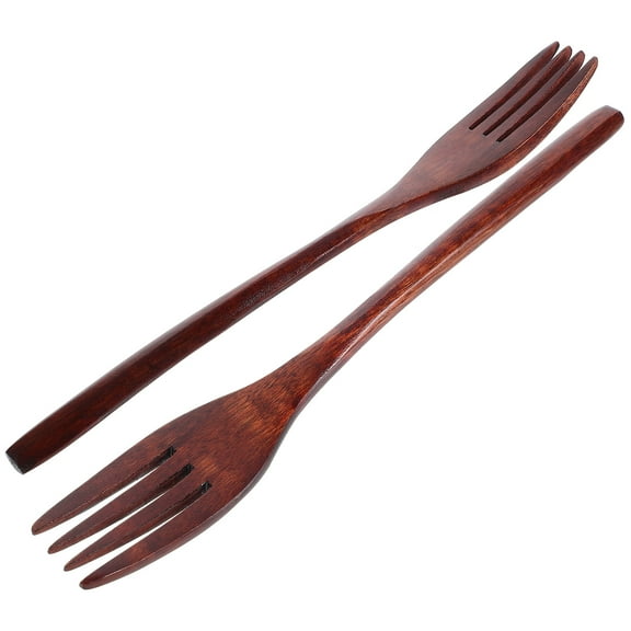OUNONA  2 Pcs Wooden Fork Tableware Serving Utensils Longs Handle Cooking Cutlery Man