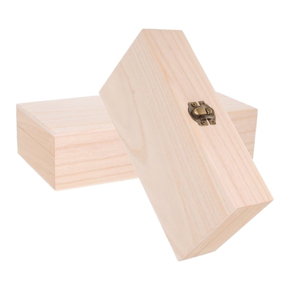 OUNONA Set of 2 Wooden Treasure Chest Boxes Latches for Jewelry Storage, Craft Projects, and Decorative Use