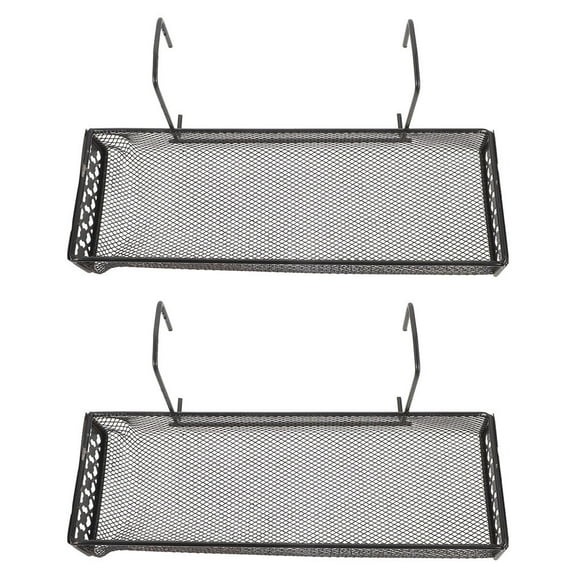 OUNONA 2 Pcs Wrought Iron Storage Rack Outdoor Garden Hanging Railing Shelf
