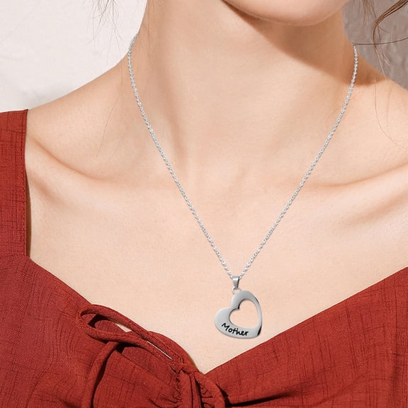 WEAVILUX Necklace Heart Shape Pendant Silver Stainless Steel 2Pcs