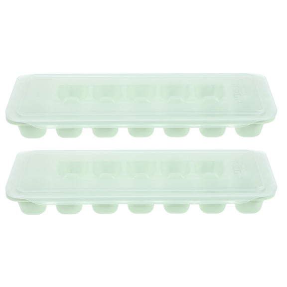 OUNONA Green Hdpe Ice Cube Trays with PP Lid for Freezer Storage Use
