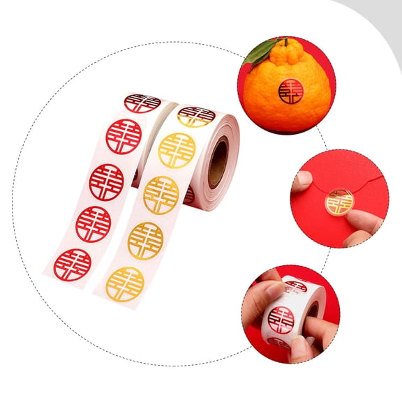 OUNONA  2 Rolls Happy Word Stickers Letter Sealing Bridal Shower Wedding Decor Bride