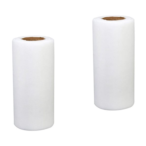 OUNONA 2 Rolls of 22m x 15cm Banquet Wedding DIY Tulle Craft Tutu Decoration (White)