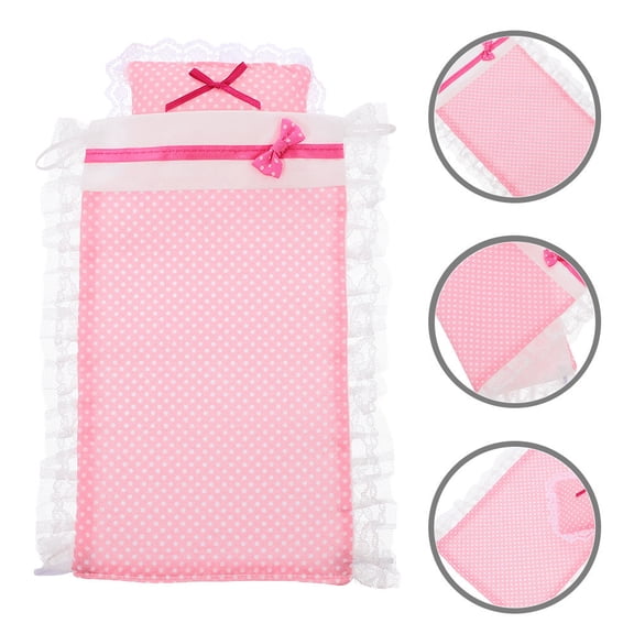 OUNONA 2 Sets Dollhouse Blanket Set Pink Cloth Supplies For Dollhouse Bedroom Accessories