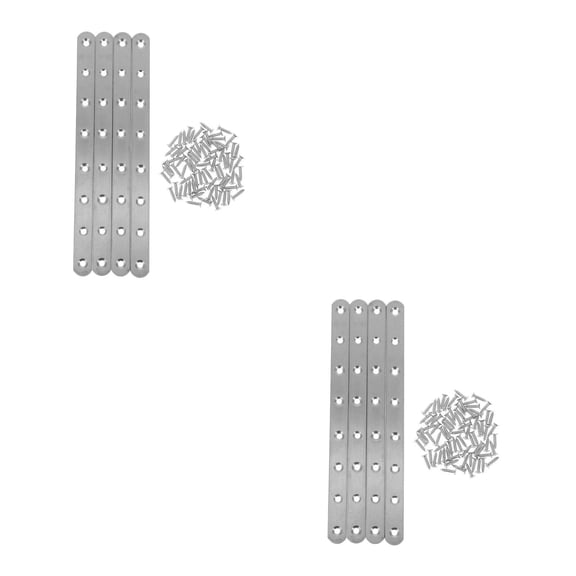 OUNONA 2 Sets Flat Straight Bracket Connector 12 Inch Stainless Steel Repair Plate With Screws For Repair And Fixing Truss Gusset Plates