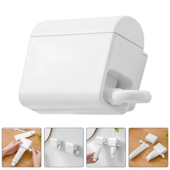Tineasur 2- Mounted Toothpaste Dispenser, White ABS Plastic, Easy to Use Bathroom Oral Care Accessory