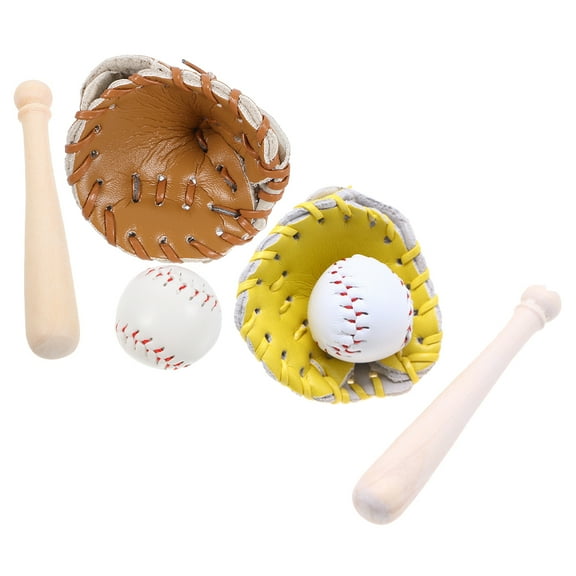 OUNONA 2 Sets Mini Baseball and Softball Toys for Kids, Realistic Sports Models for Toddlers, Training, Dollhouse Decor, Outdoor Play