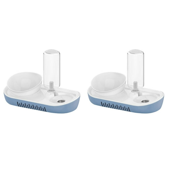 OUNONA 2 Sets  Puppy Cat Kitten Gravity Automatic Feeding Water Bottle Raised Food Bowl