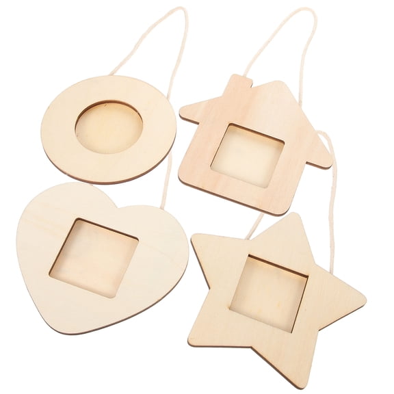 OUNONA 2-Pack Unfinished Wood Photo Frame Ornaments, Decorative Shapes for Home, Crafting, and Gifts for Women