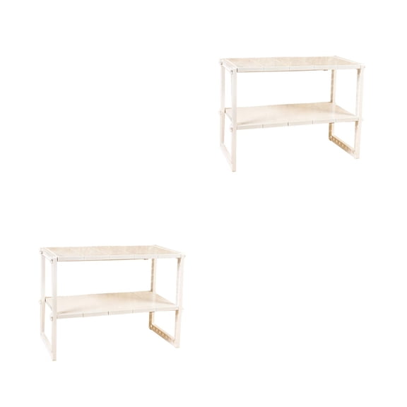 OUNONA 2 pcs Adjustable Under Sink Storage Rack Removable Organiser Tidy Unit Shelf