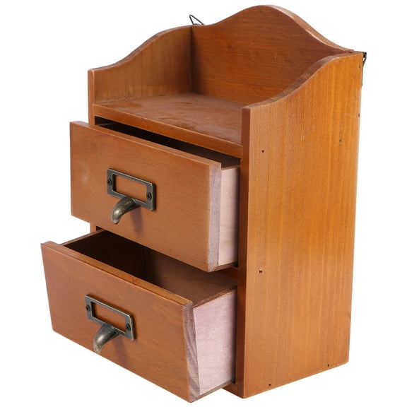 NUOLUX Plastic Storage Box Brown for Home and Office 2Pcs 9.7x7in