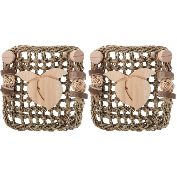 OUNONA 2 pcs Rabbir Cage Grass Mat Woven Bed Mat Guinea Pig Hamster Nest Chewing Toy