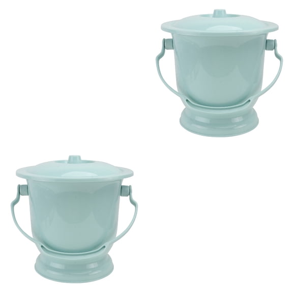 OUNONA 2 pcs Thickened Handheld Spittoon with Lid Home Urine Bucket Practical Chamber Pot