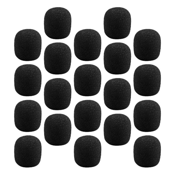 OUNONA 20-Pack Black Lapel Microphone Foam Covers Windproof Sponge Protectors Replacement Accessories for Lavalier Mics