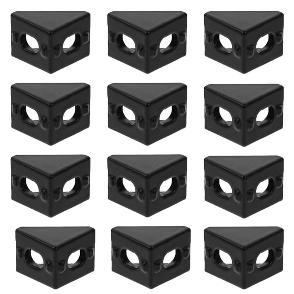 OUNONA  20 Pcs Aluminum Profile Angle Bracket Corner Brace Connector 2020 Black