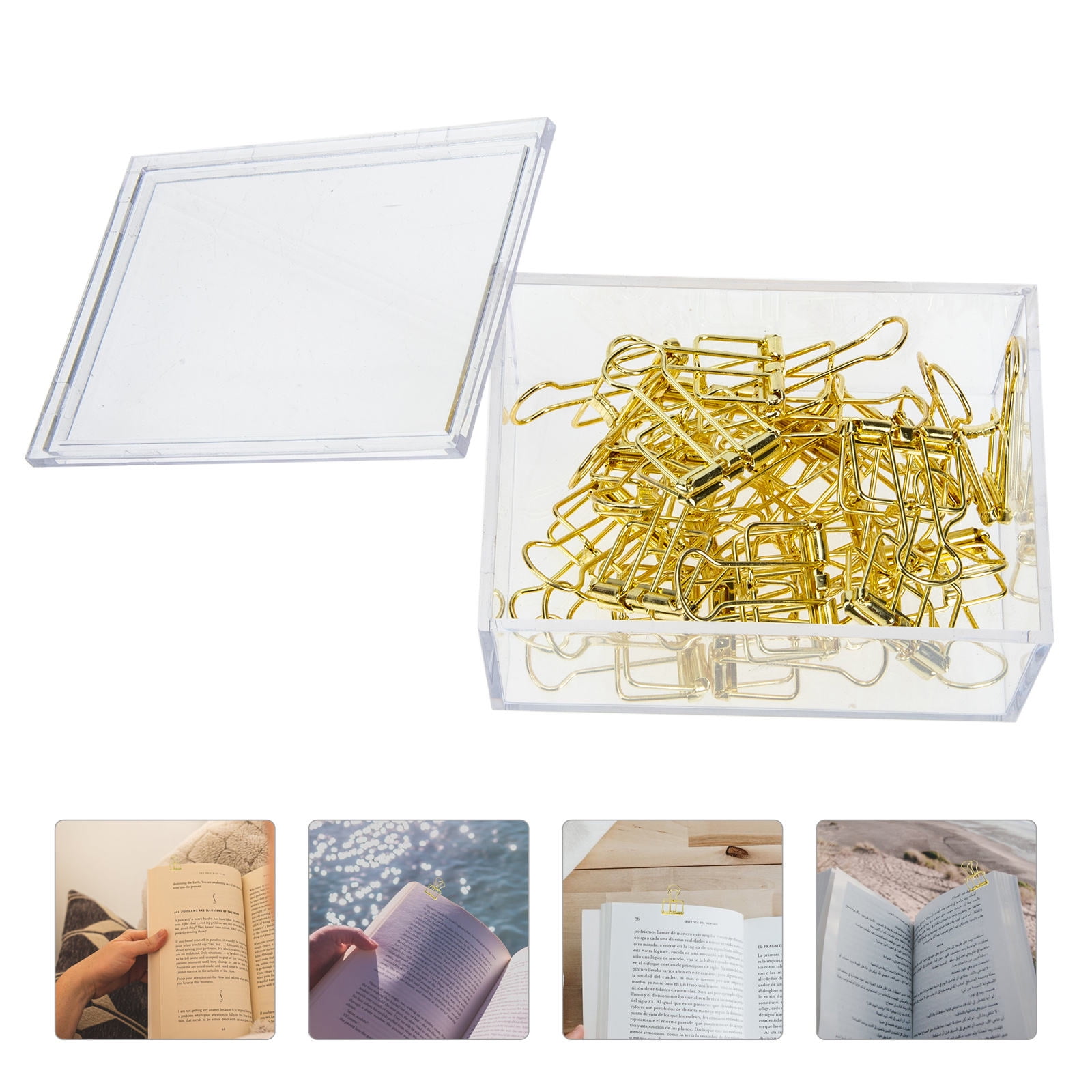 WEAVILUX Heavy Duty Binder Clips Golden Stainless Steel 20Pcs 1.1x0.7in
